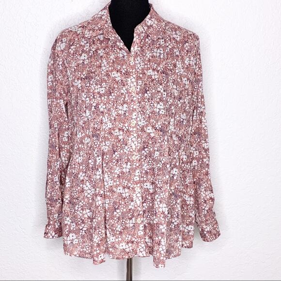 Anthropologie Pilcro Sasha pink floral button down shirt size Extra Small XS - Picture 2 of 15
